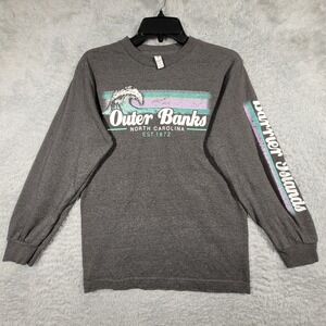Outer Banks North Carolina Long Sleeve Graphic T-Shirt Gray Mens Small